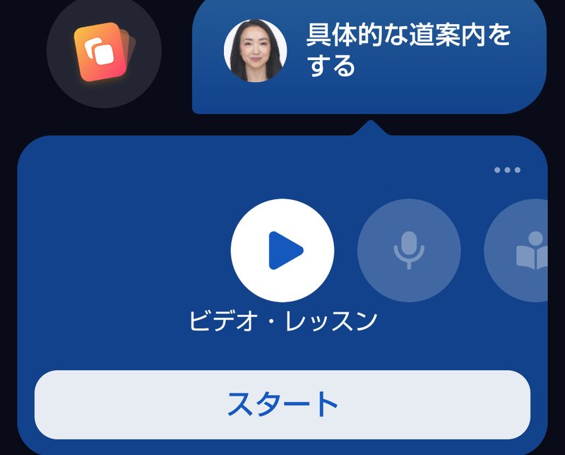レッスンの中身が横に並び「ビデオ・レッスン」が選ばれているところ