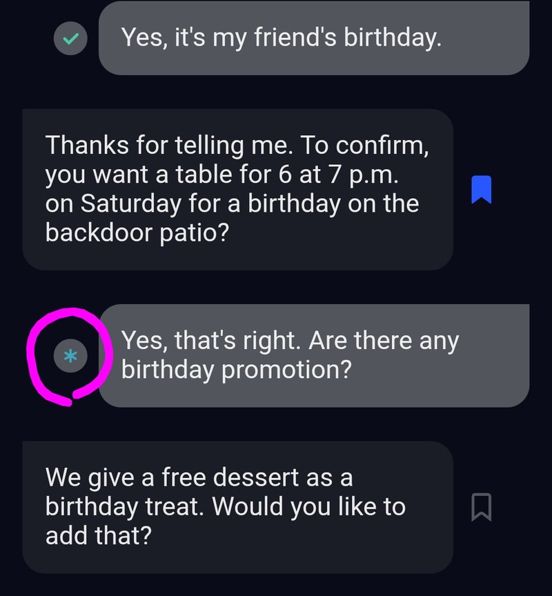 スピークの会話履歴で、言い間違えた表現についた米印をタップする様子（STEP5）